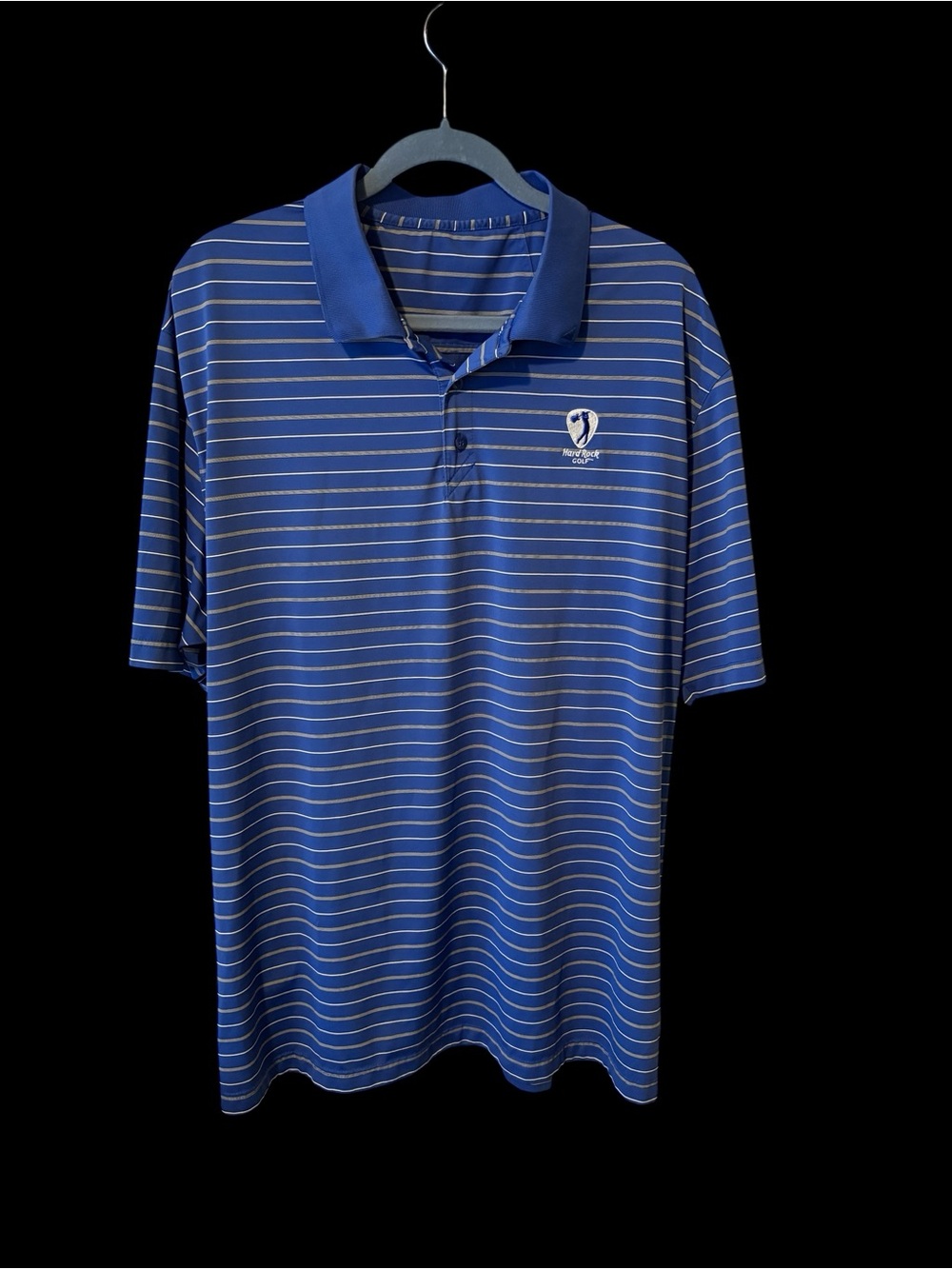 Hard Rock Cafe Royal Blue Striped Polo Shirt